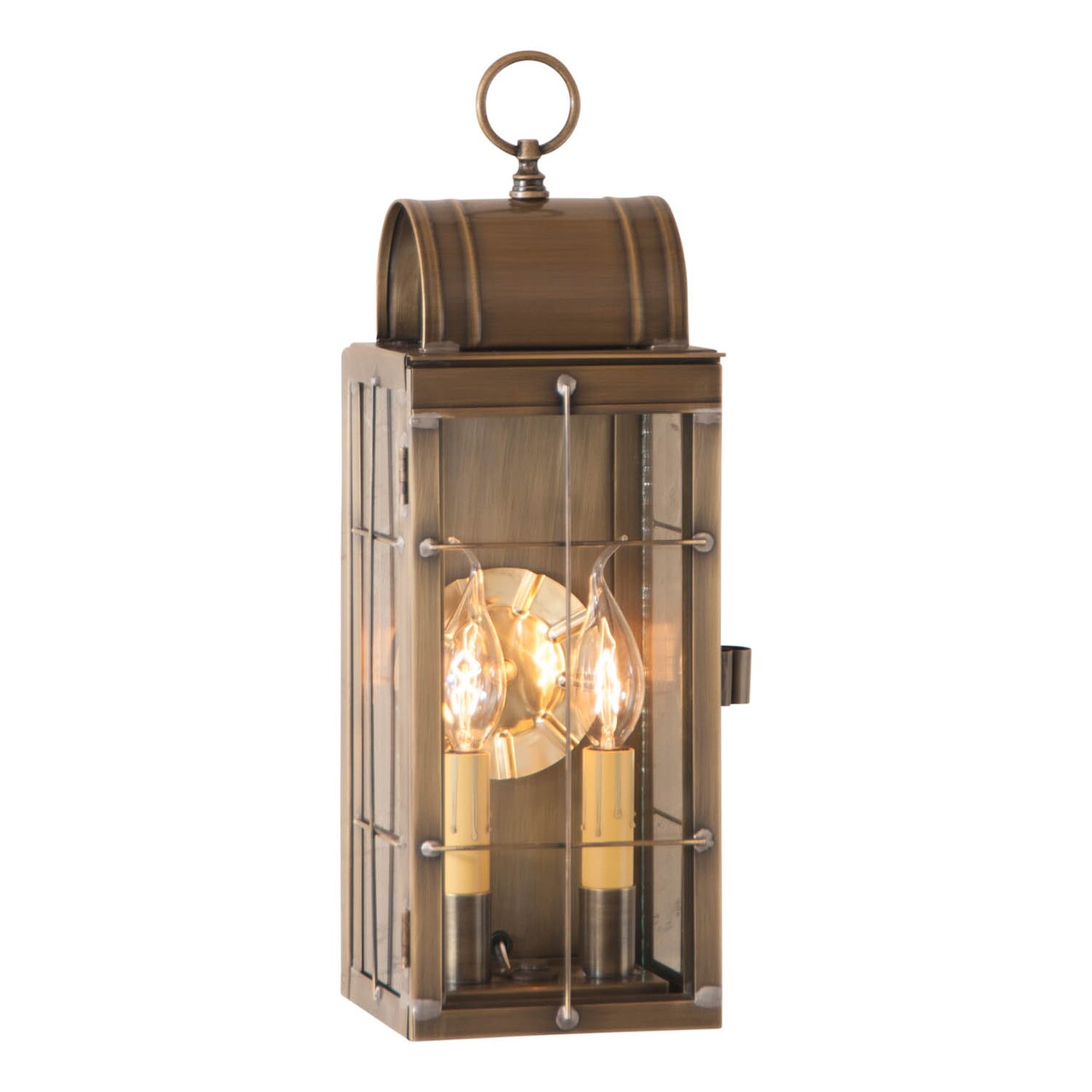 Irvin's Country Tinware Queen Arch Lantern in Weathered Brass